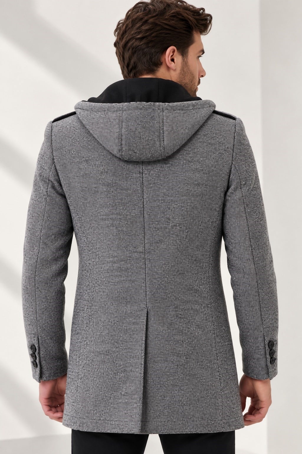 PLT9406 DEWBERRY ERKEK PALTO-DESENLİ GRİ