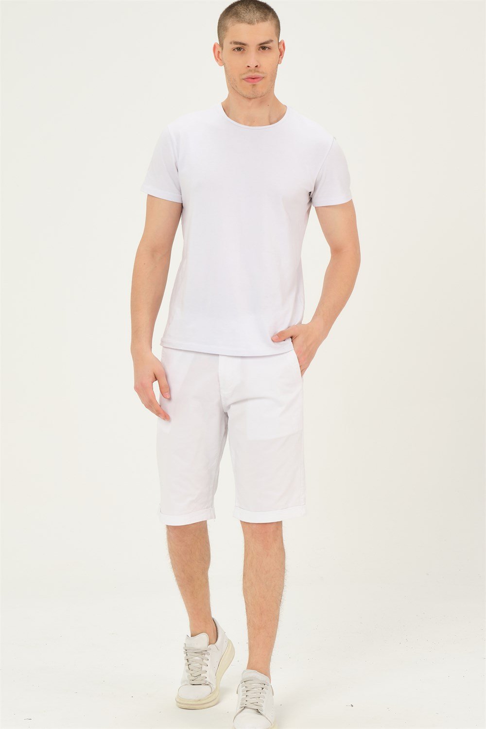 S0001 DEWBERRY XLEON ERKEK ŞORT-BEYAZ