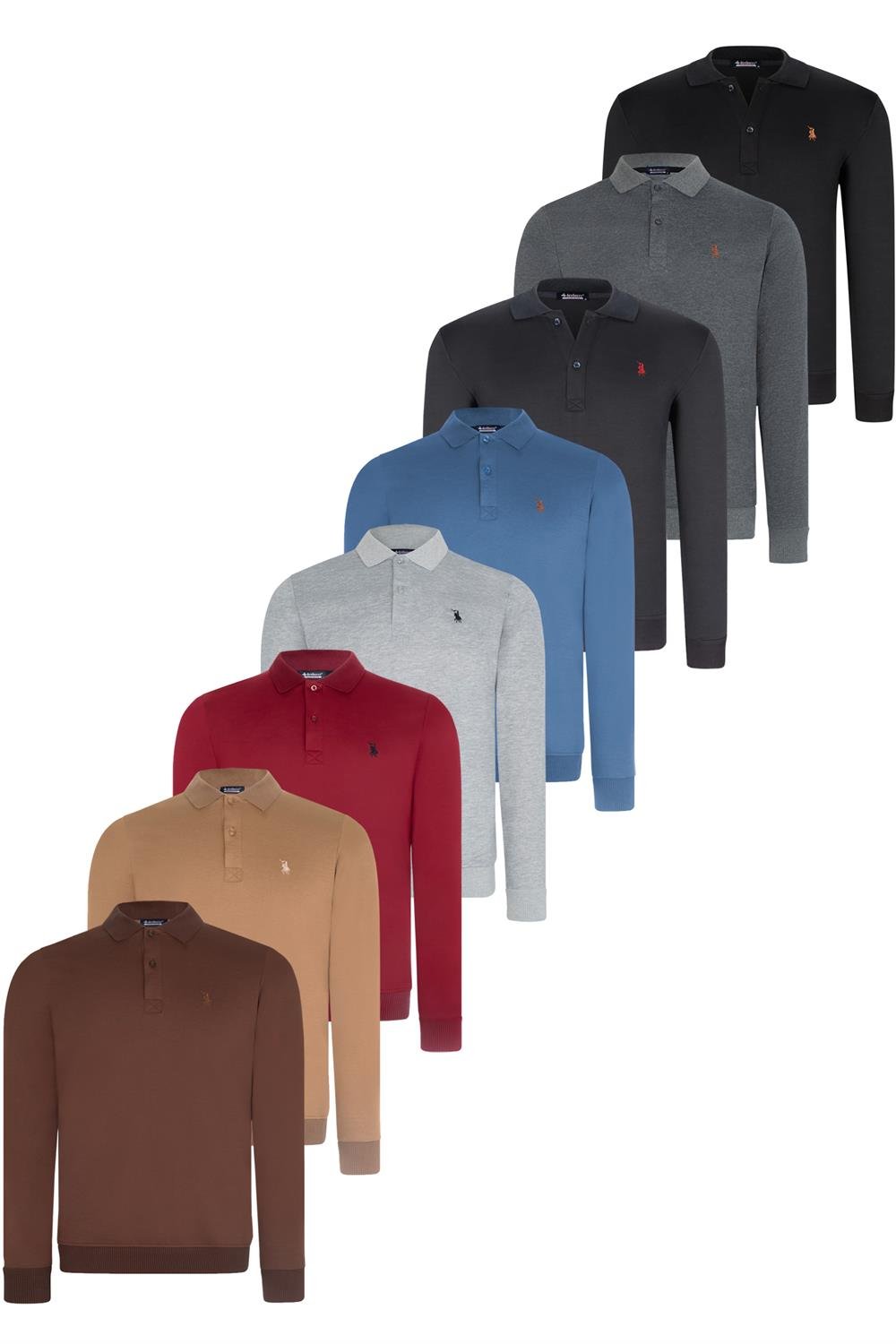 SEKİZLİ SET V4007 DEWBERRY ERKEK SWEATSHIRT-SİYAH-LACİVERT-ANTRASİT-BORDO-GRİ-İNDİGO-KAHVE-CAMEL