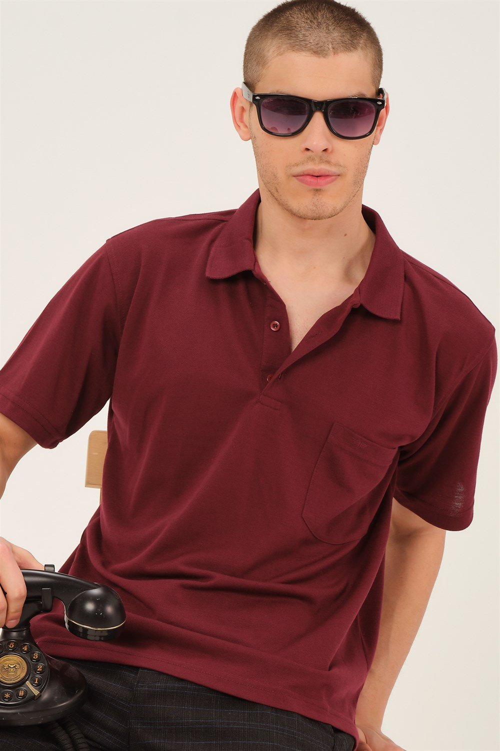 T0063 DEWBERRY ERKEK T-SHIRT-BORDO