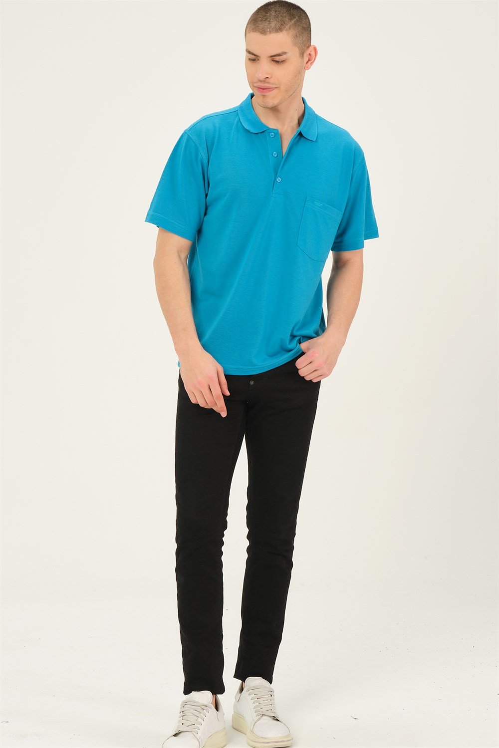 T0063 DEWBERRY ERKEK T-SHIRT-TURKUAZ
