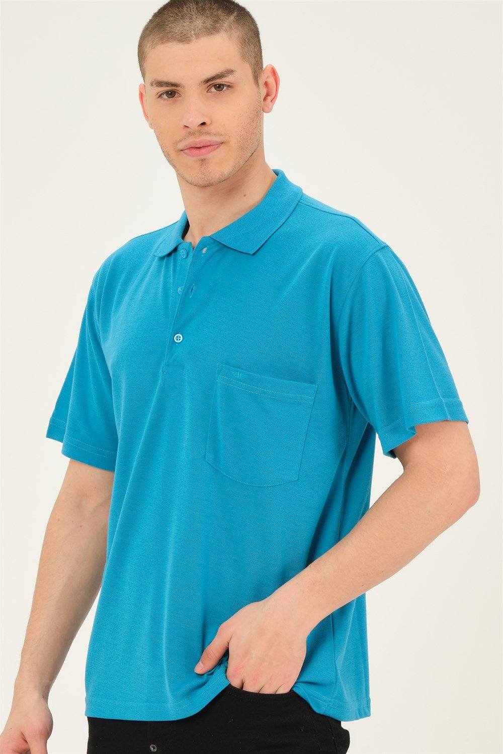 T0063 DEWBERRY ERKEK T-SHIRT-TURKUAZ