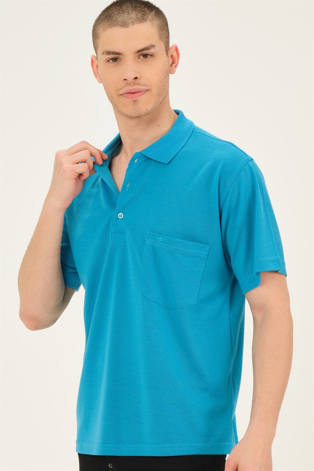 T0063 DEWBERRY ERKEK T-SHIRT-TURKUAZ