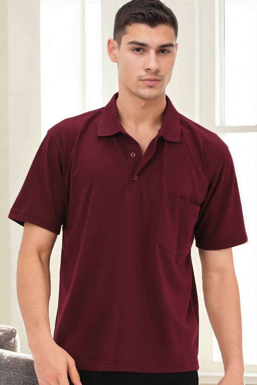 T0093 DEWBERRY ERKEK T-SHIRT-BORDO