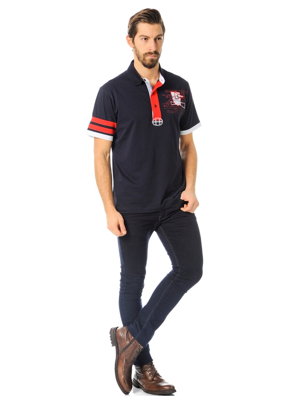 T8507 DEWBERRY T-SHIRT-LACİVERT