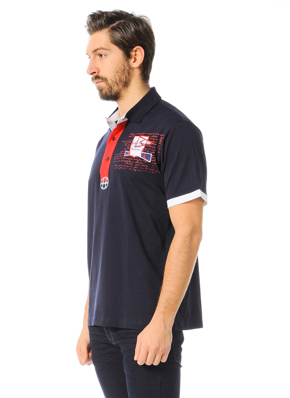 T8507 DEWBERRY T-SHIRT-LACİVERT