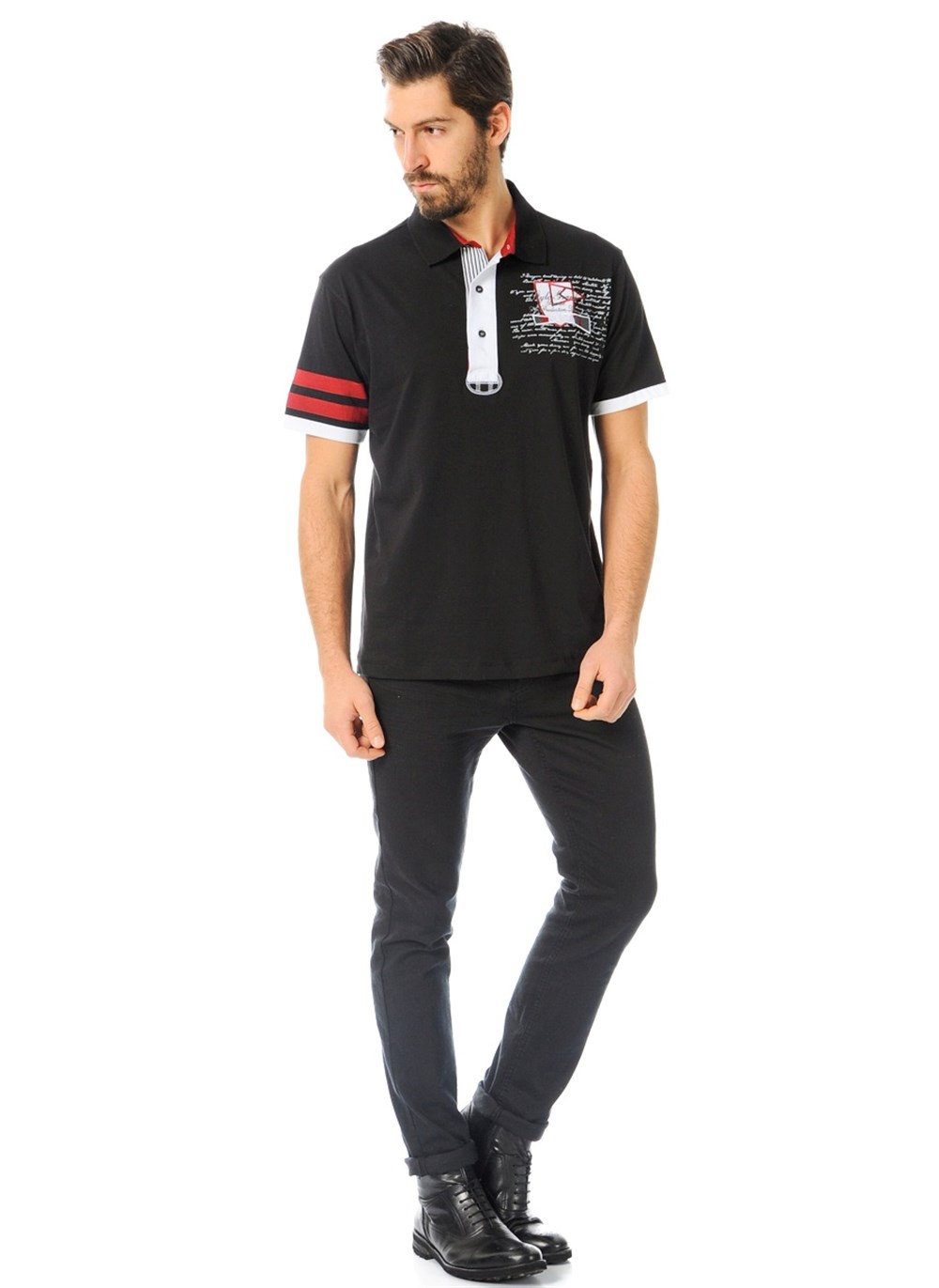 T8507 DEWBERRY T-SHIRT-SİYAH