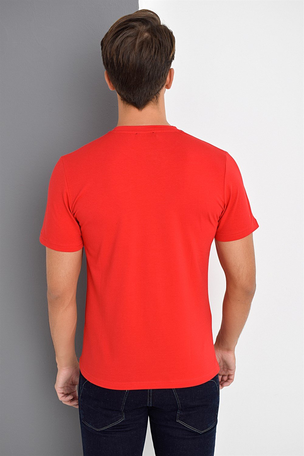 T8536 DEWBERRY T-SHIRT-KIRMIZI
