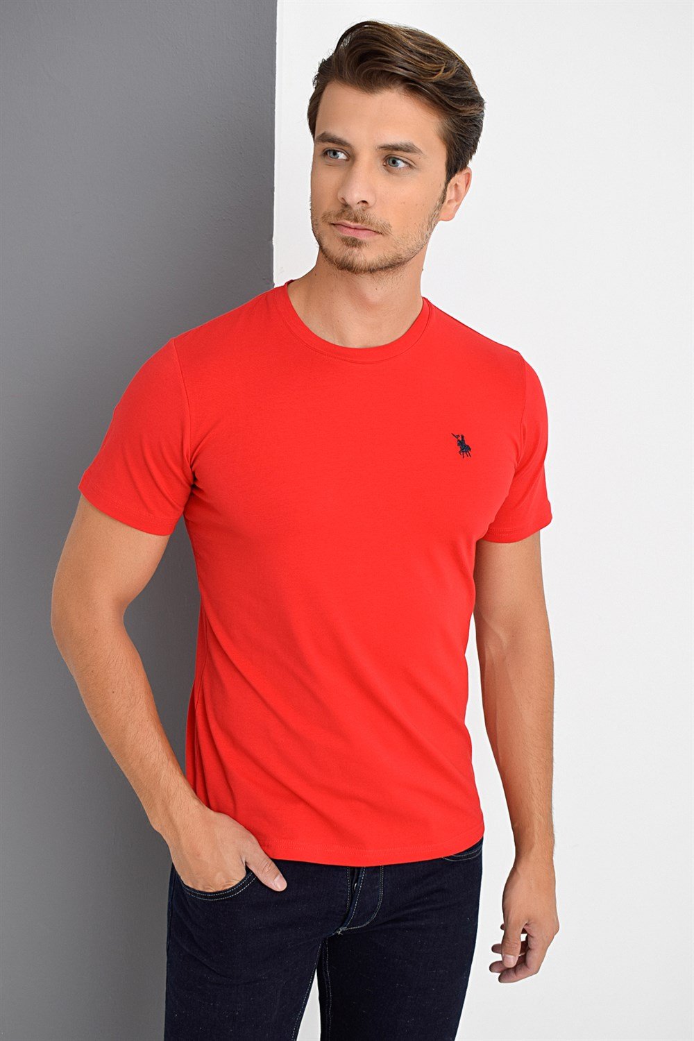 T8536 DEWBERRY T-SHIRT-KIRMIZI