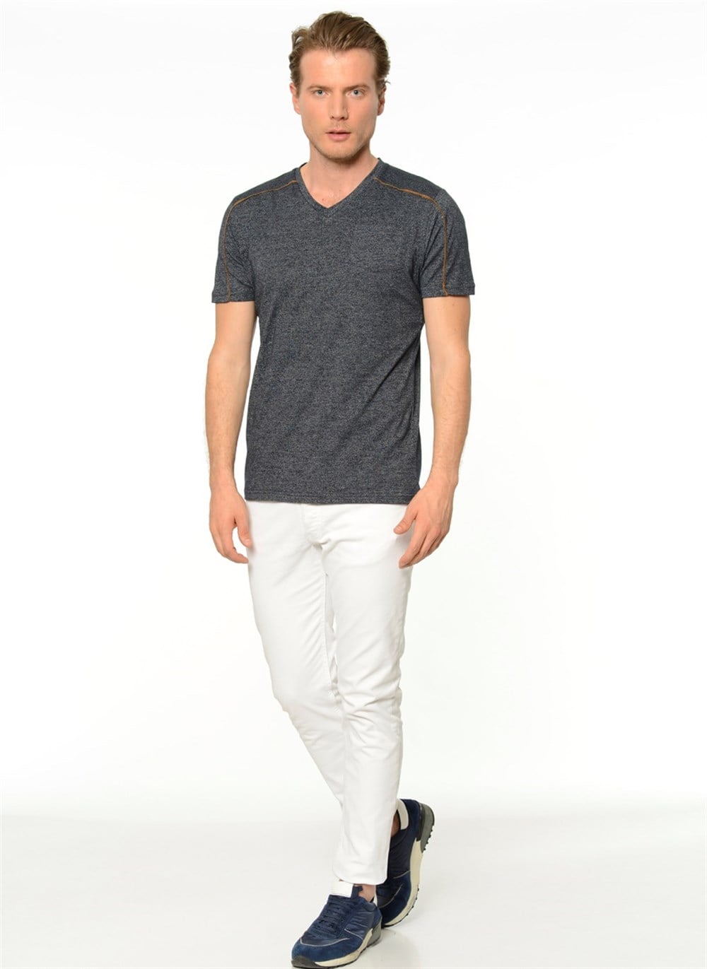 T8540 DEWBERRY T-SHIRT-KOYU LACİVERT