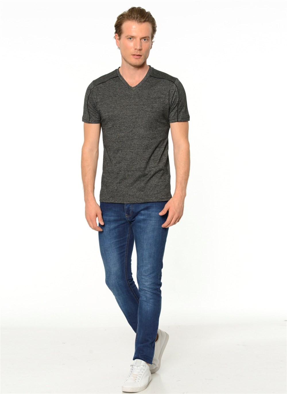 T8540 DEWBERRY T-SHIRT-SİYAH
