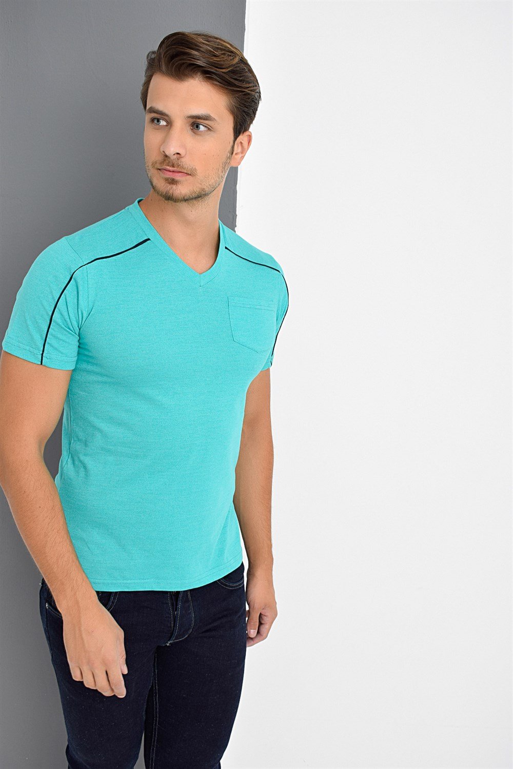 T8540 DEWBERRY T-SHIRT-YEŞİL