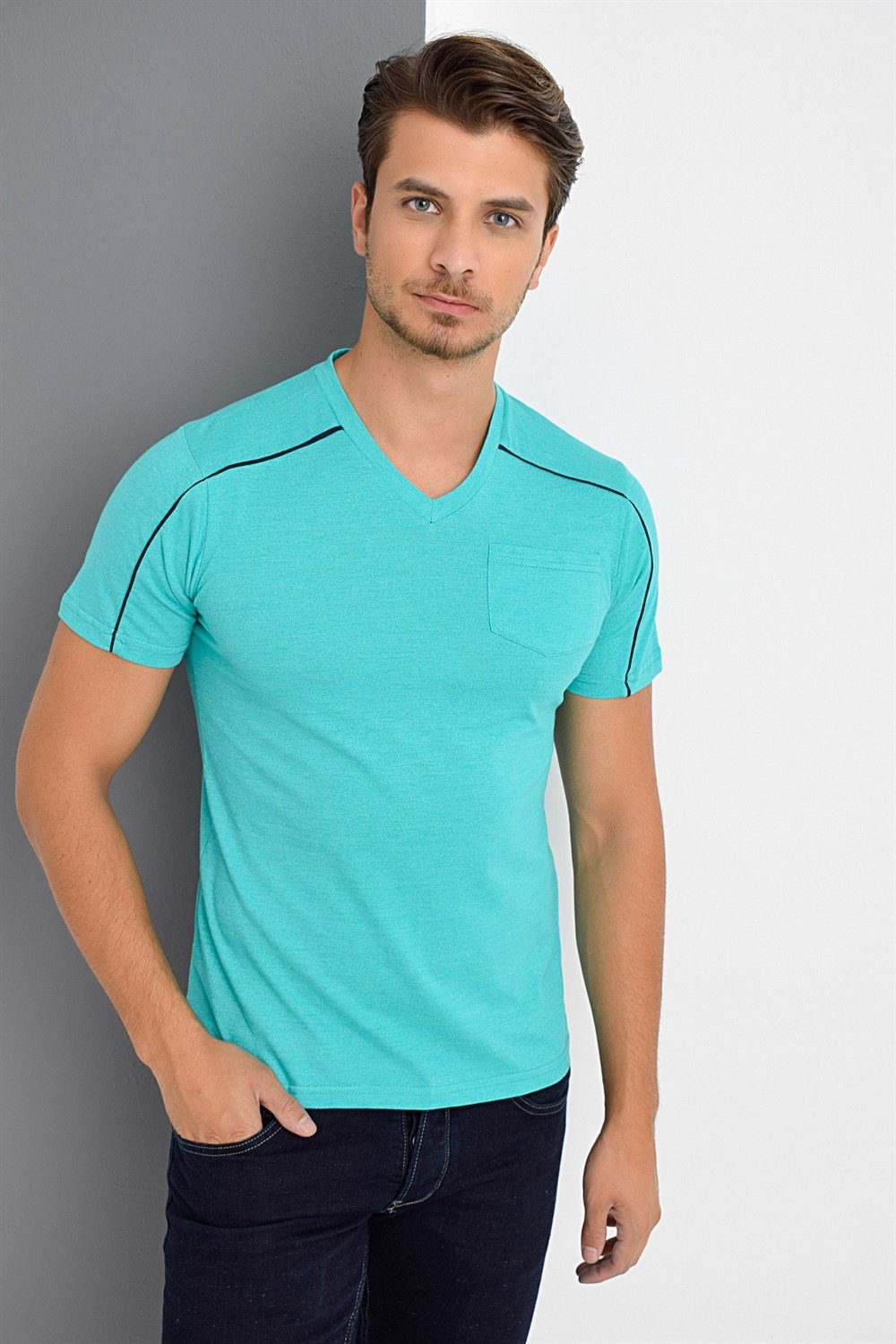 T8540 DEWBERRY T-SHIRT-YEŞİL
