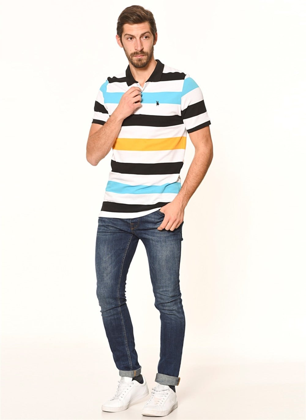 T8543 DEWBERRY T-SHIRT-TURKUAZ