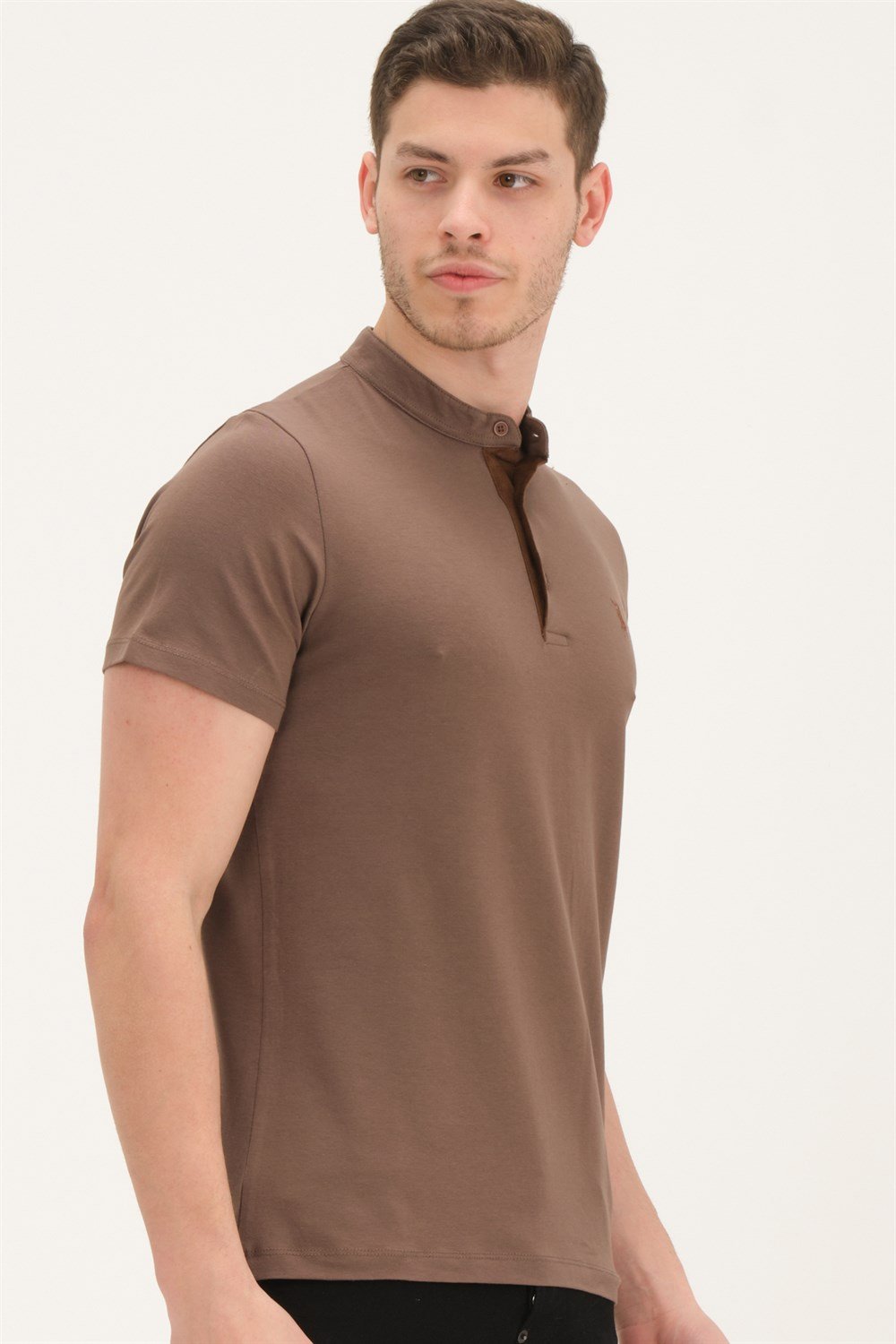 T8560 DEWBERRY T-SHIRT-AÇIK KAHVE