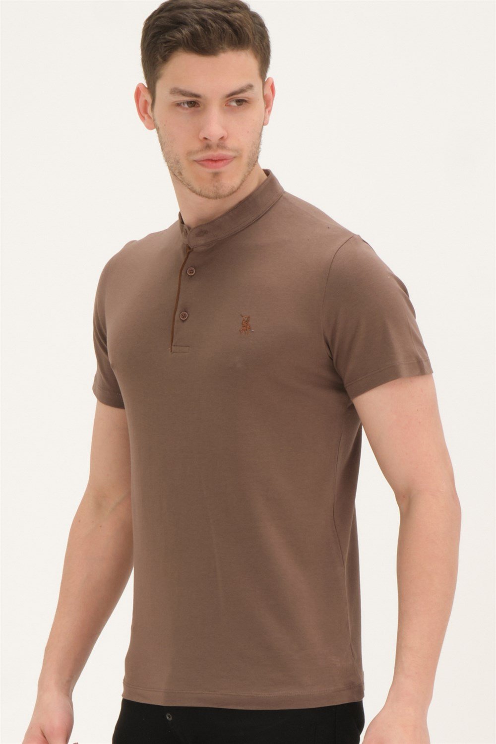 T8560 DEWBERRY T-SHIRT-AÇIK KAHVE