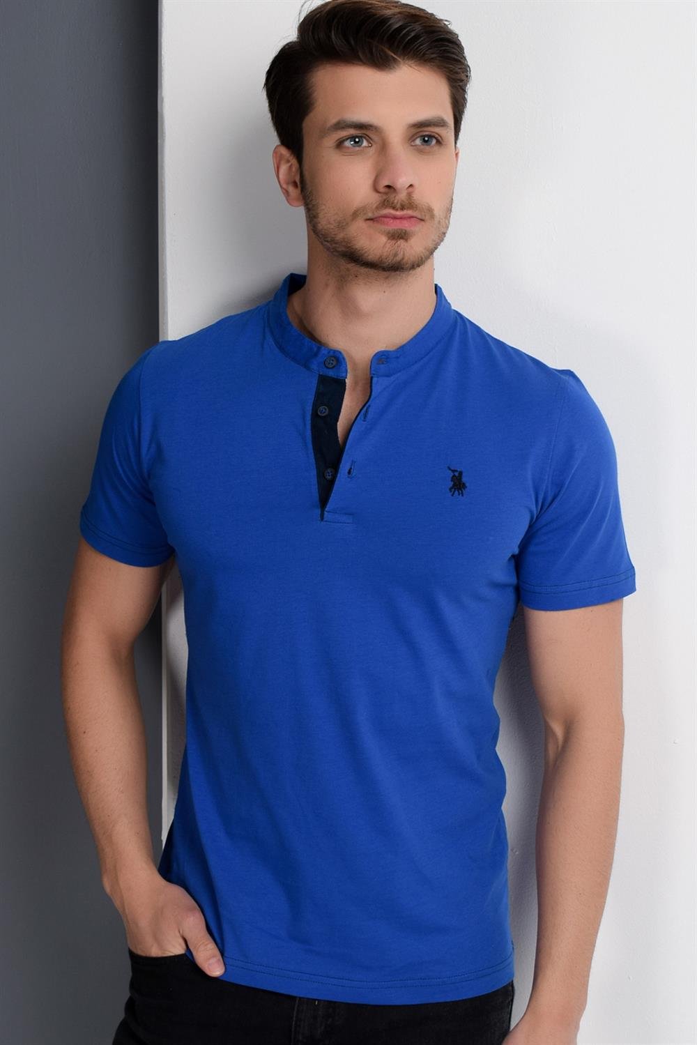 T8560 DEWBERRY T-SHIRT-AÇIK SAX