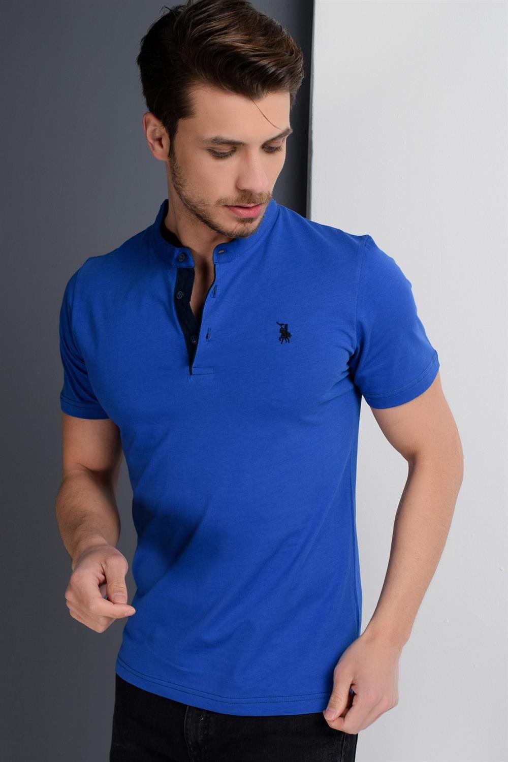 T8560 DEWBERRY T-SHIRT-AÇIK SAX