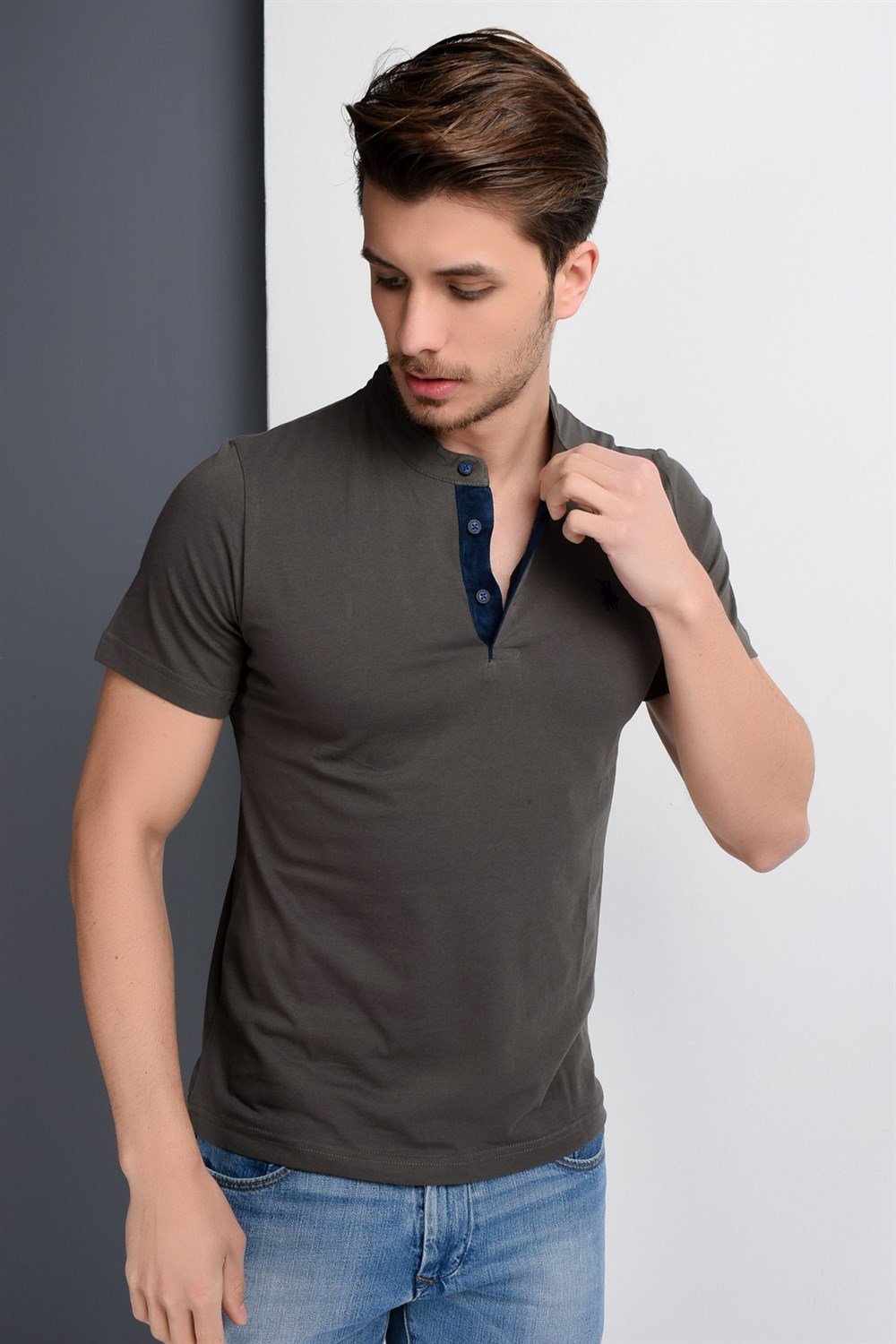T8560 DEWBERRY T-SHIRT-HAKİ