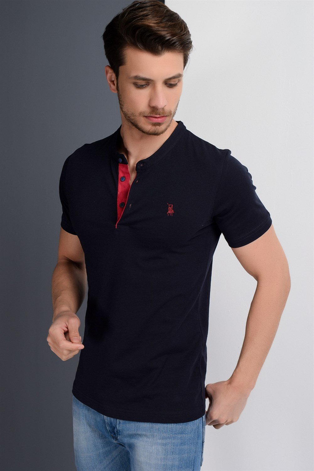 T8560 DEWBERRY T-SHIRT-LACİVERT