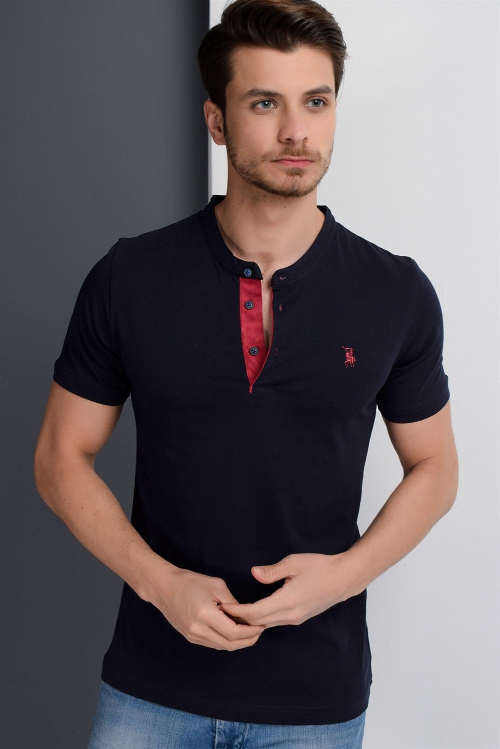 T8560 DEWBERRY T-SHIRT-LACİVERT