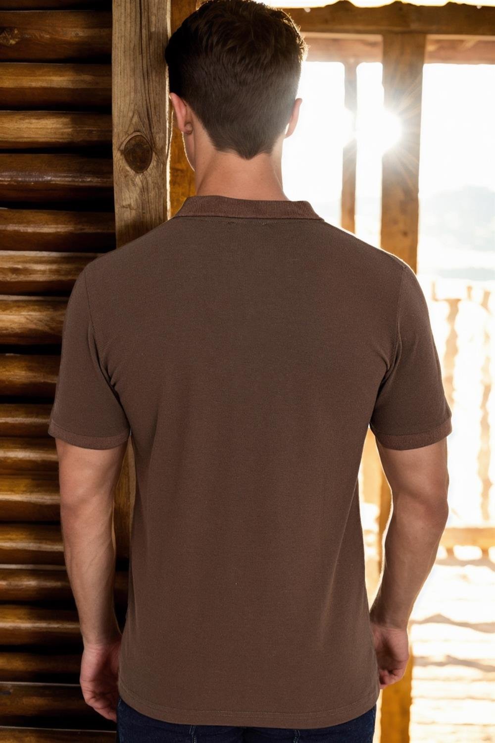 T8561 DEWBERRY ERKEK TSHIRT-AÇIK KAHVE