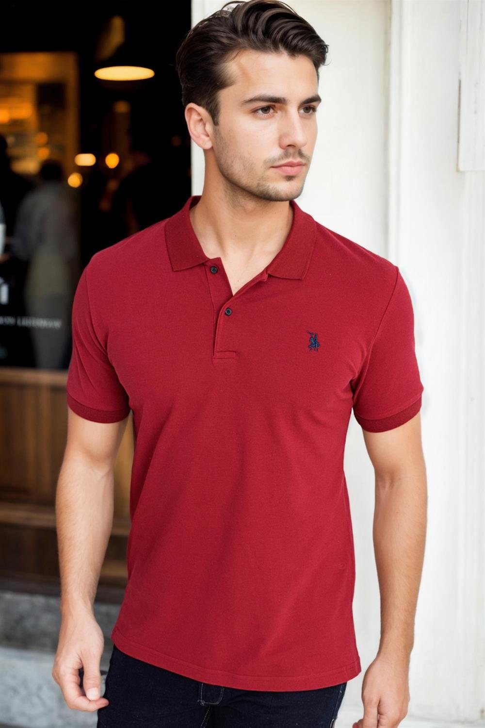 T8561 DEWBERRY ERKEK TSHIRT-KOYU BORDO