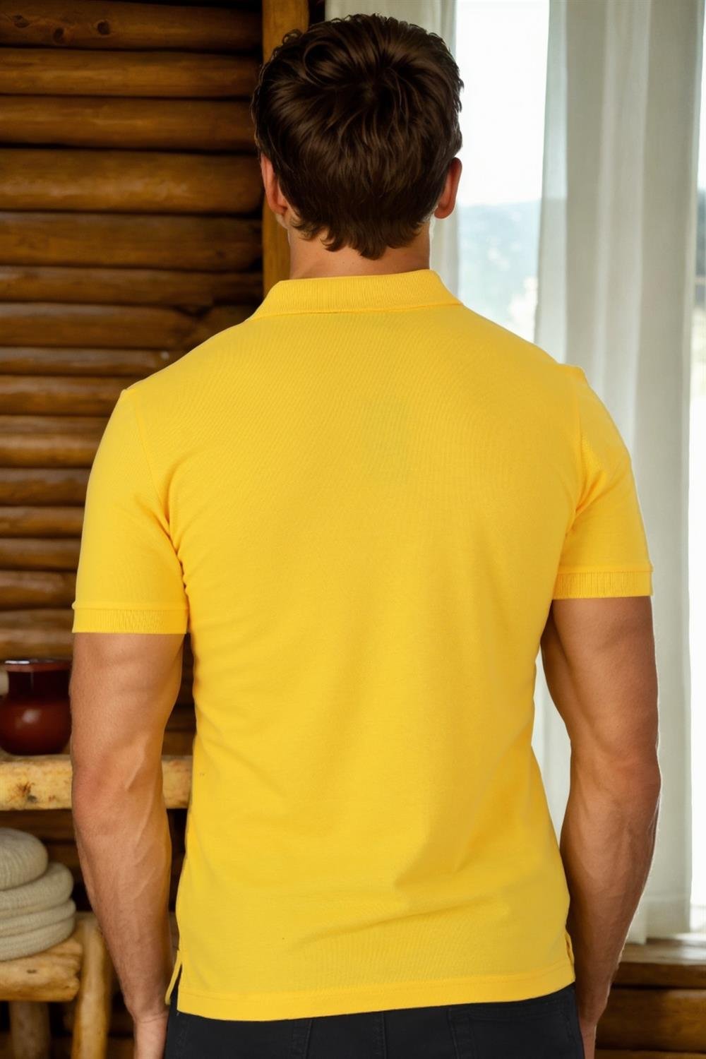 T8561 DEWBERRY ERKEK TSHIRT-SARI-2