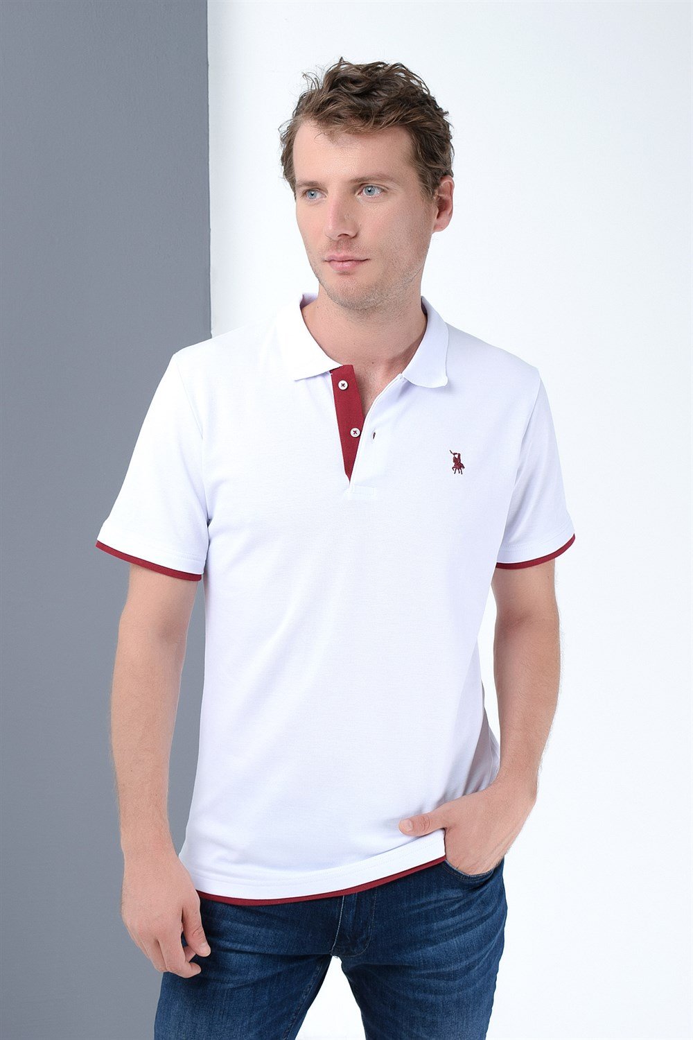 T8562 DEWBERRY ERKEK TSHIRT-BEYAZ