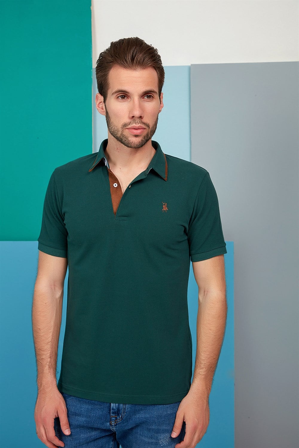 T8563 DEWBERRY ERKEK TSHIRT-HAKİ