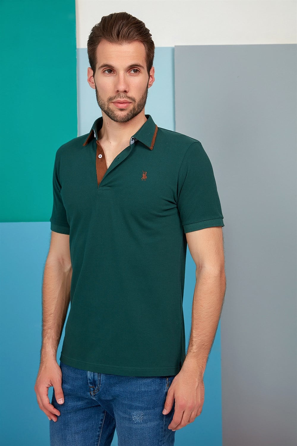 T8563 DEWBERRY ERKEK TSHIRT-HAKİ