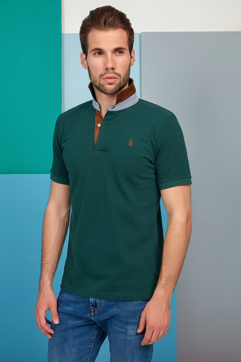 T8563 DEWBERRY ERKEK TSHIRT-HAKİ