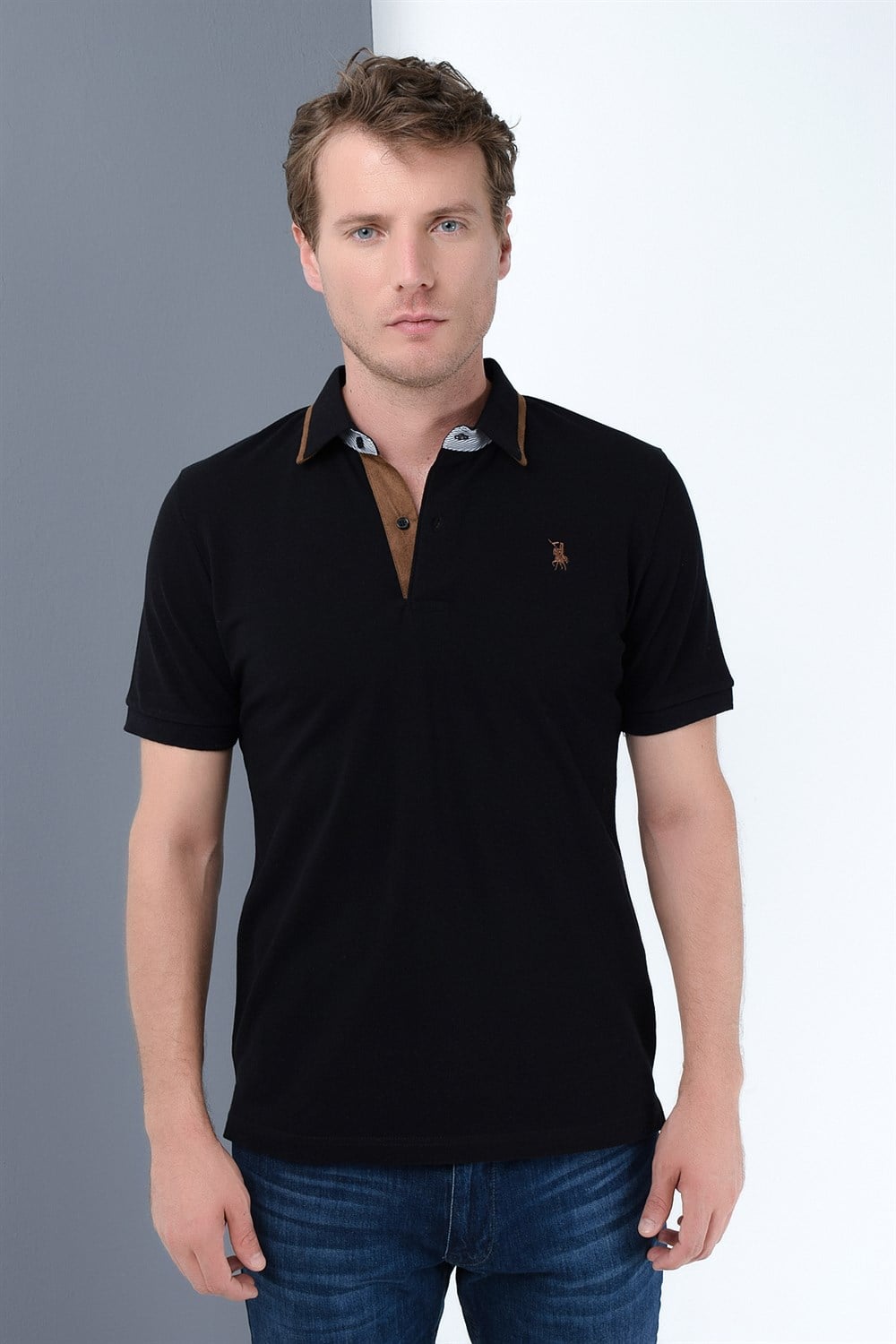 T8563 DEWBERRY ERKEK TSHIRT-SİYAH