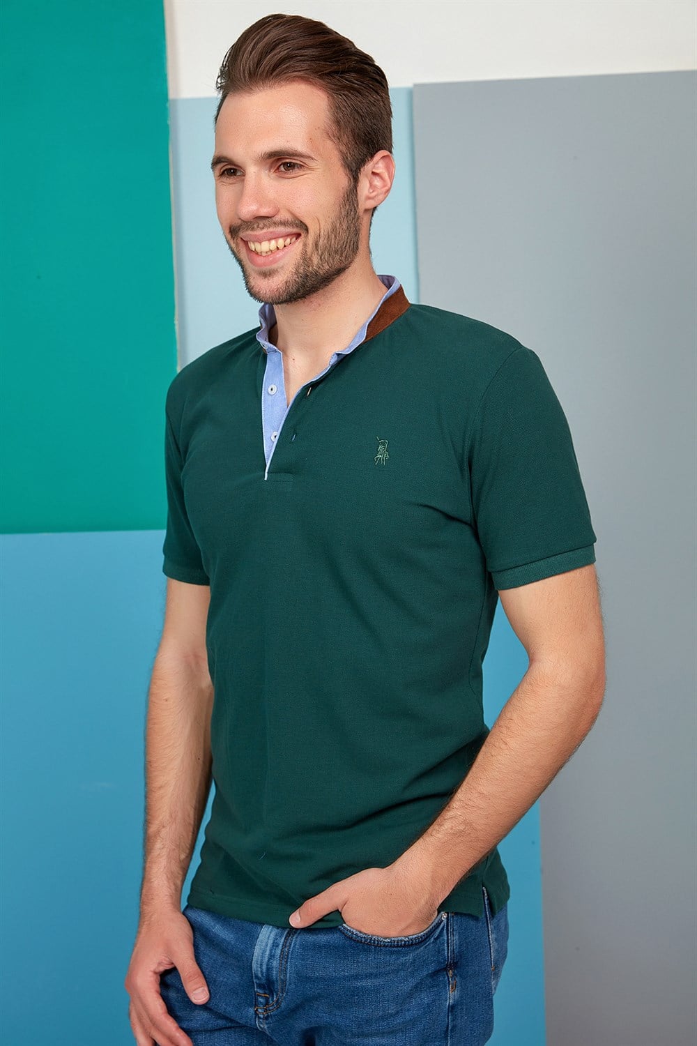 T8564 DEWBERRY ERKEK T-SHIRT-HAKİ