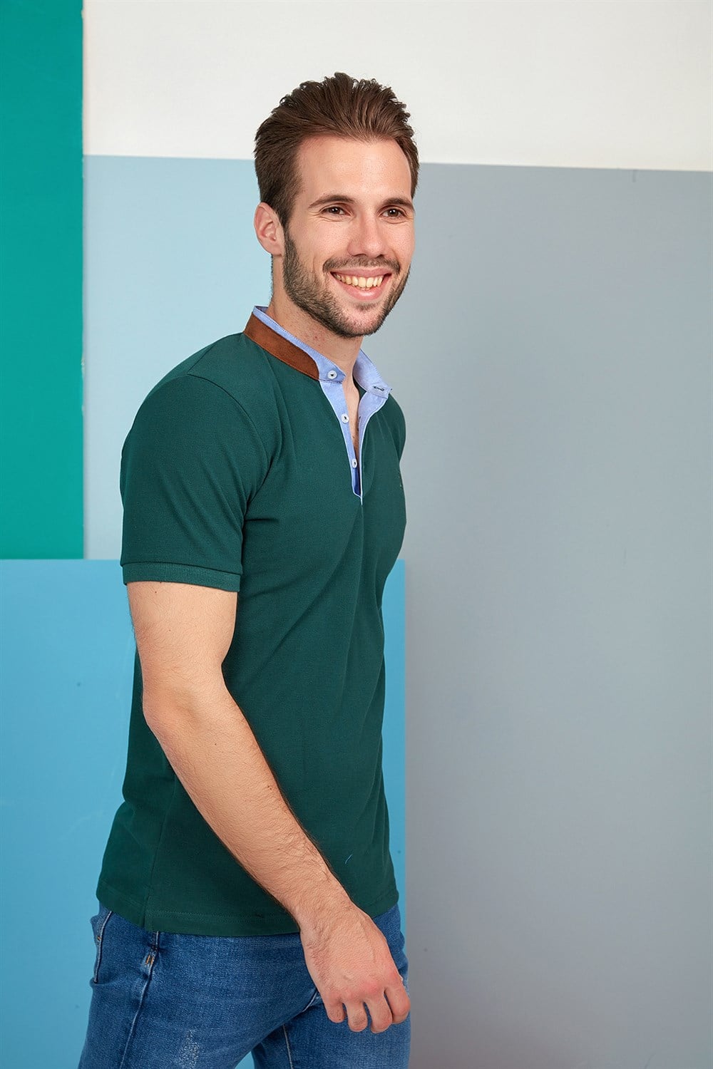 T8564 DEWBERRY ERKEK T-SHIRT-HAKİ