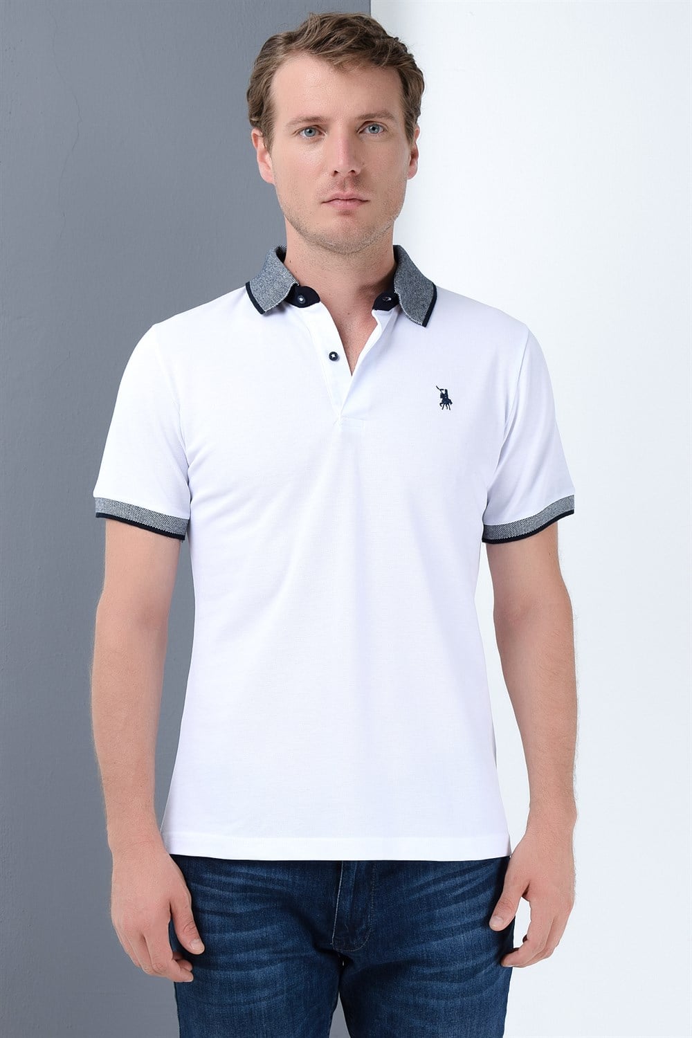 T8566 DEWBERRY ERKEK T-SHIRT-BEYAZ