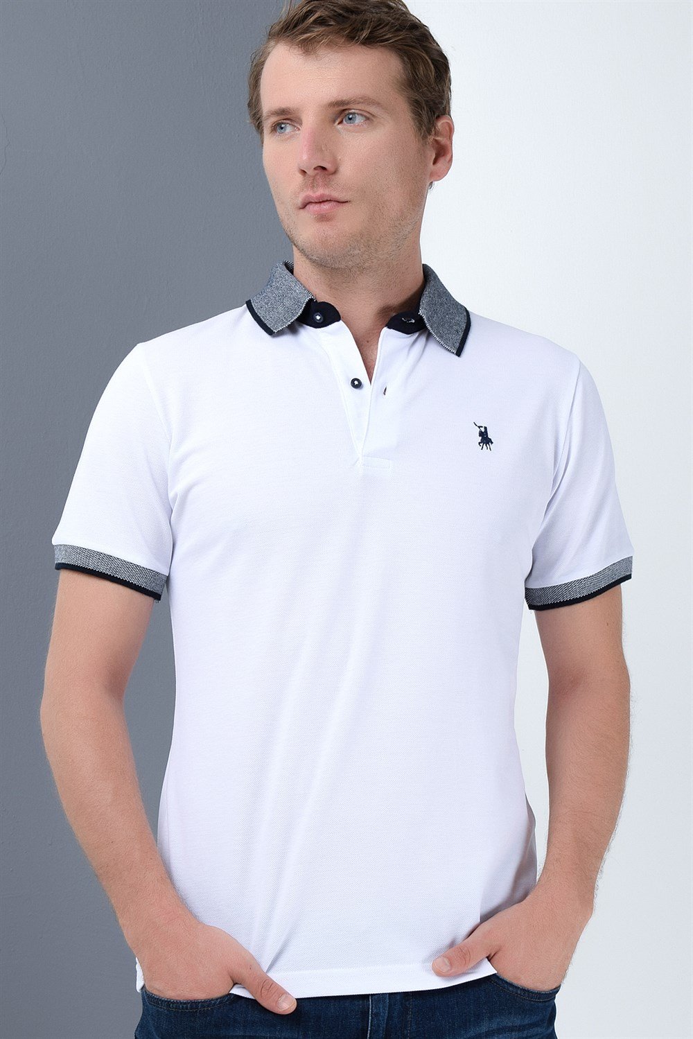 T8566 DEWBERRY ERKEK T-SHIRT-BEYAZ