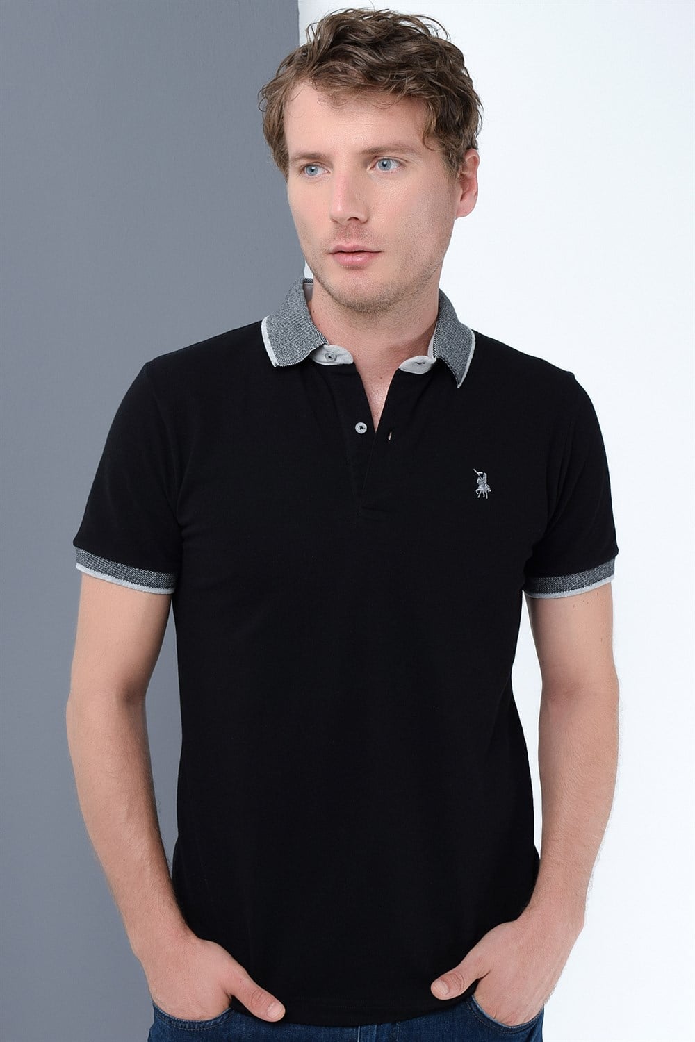 T8566 DEWBERRY ERKEK T-SHIRT-SİYAH