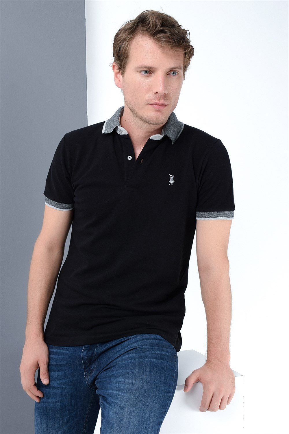 T8566 DEWBERRY ERKEK T-SHIRT-SİYAH