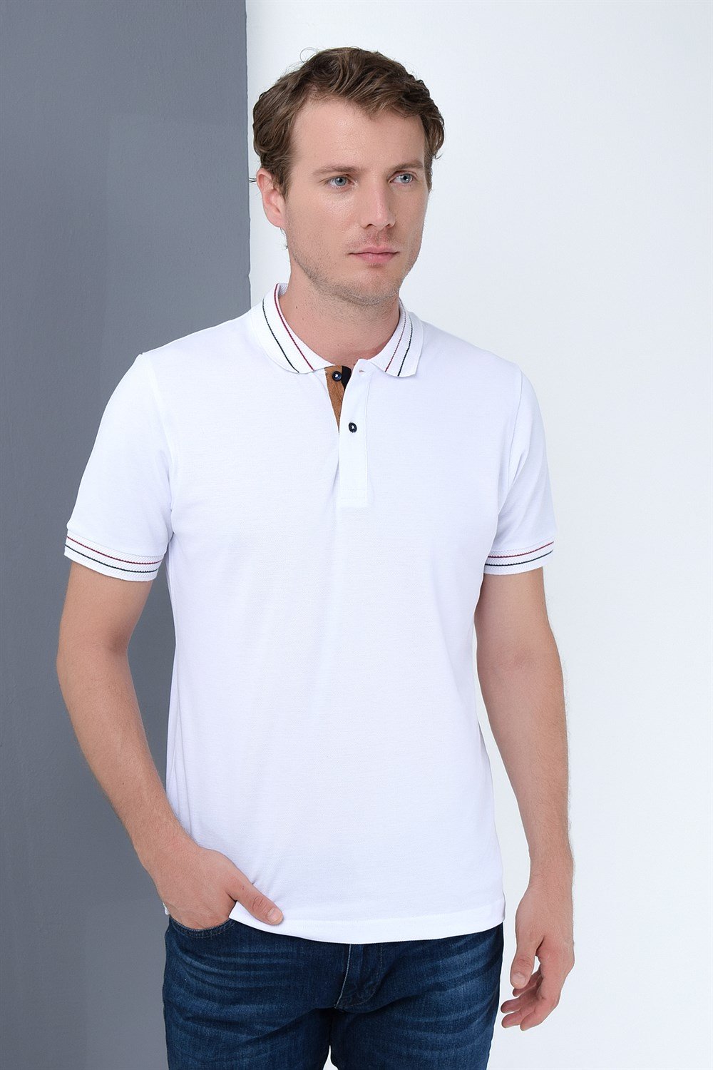 T8567 DEWBERRY ERKEK T-SHIRT-BEYAZ