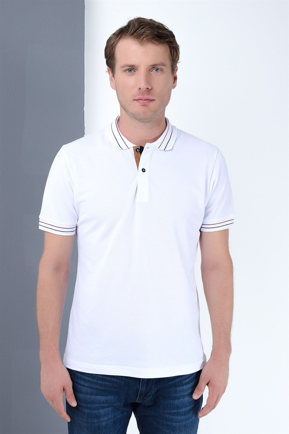 T8567 DEWBERRY ERKEK T-SHIRT-BEYAZ