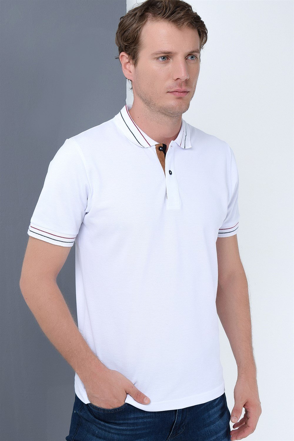 T8567 DEWBERRY ERKEK T-SHIRT-BEYAZ