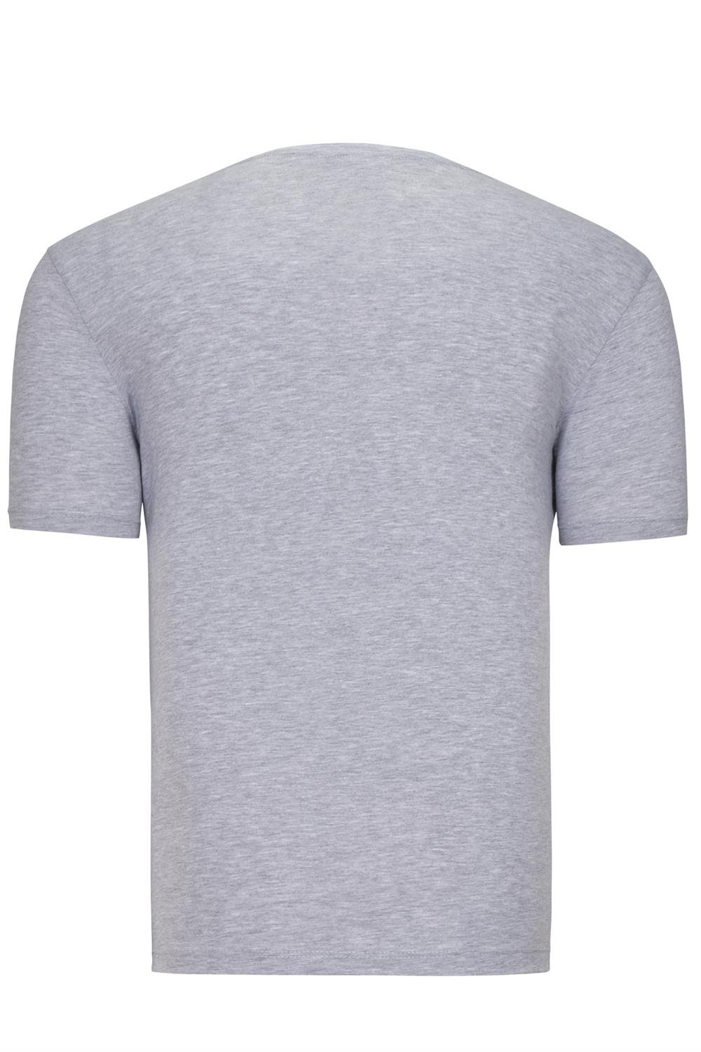 T8568 DEWBERRY V YAKA ERKEK T-SHIRT-DÜZ GRİ