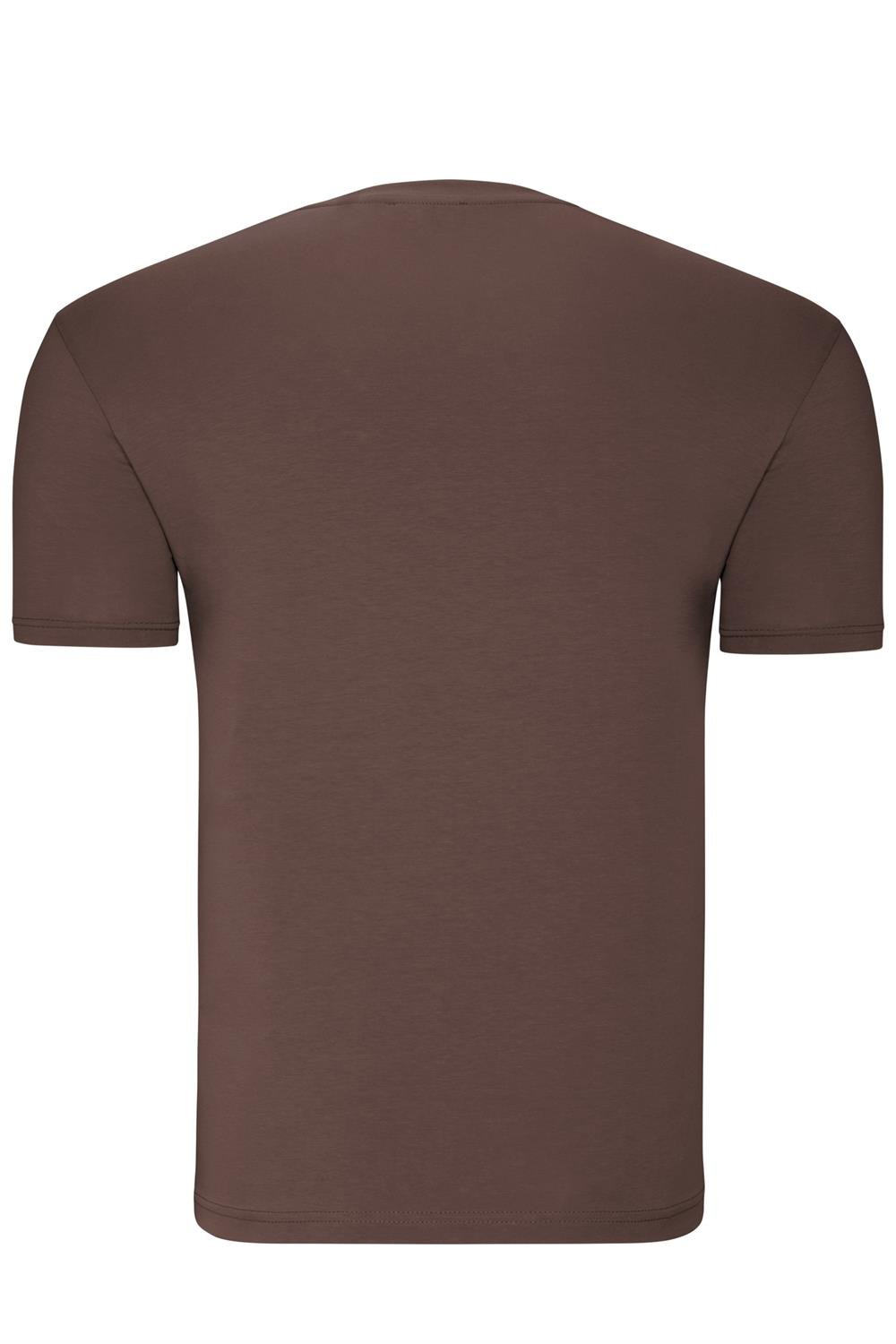 T8568 DEWBERRY V YAKA ERKEK T-SHIRT-DÜZ KAHVE