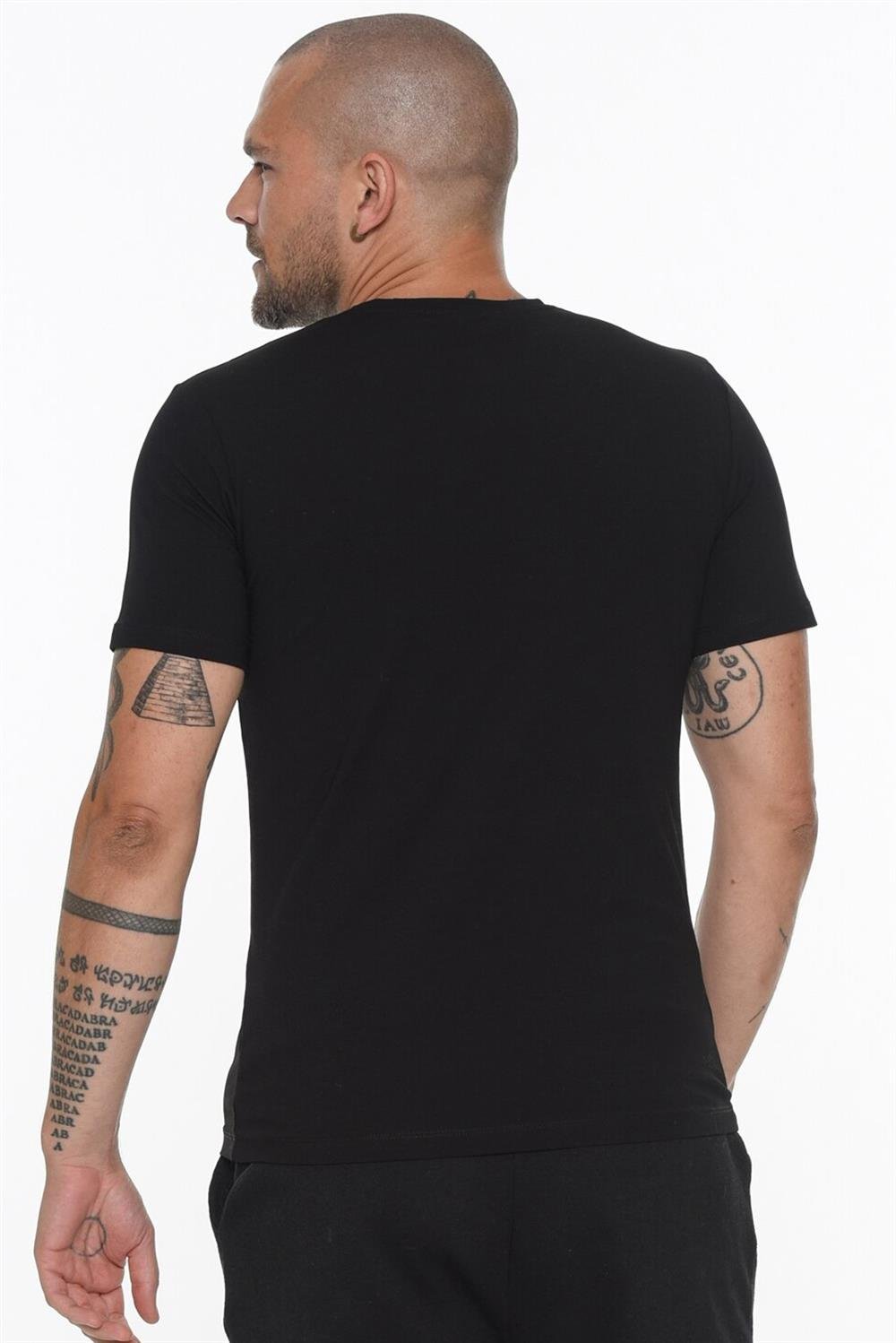 T8569 DEWBERRY BİSİKLET YAKA ERKEK T-SHIRT-AÇIK SİYAH