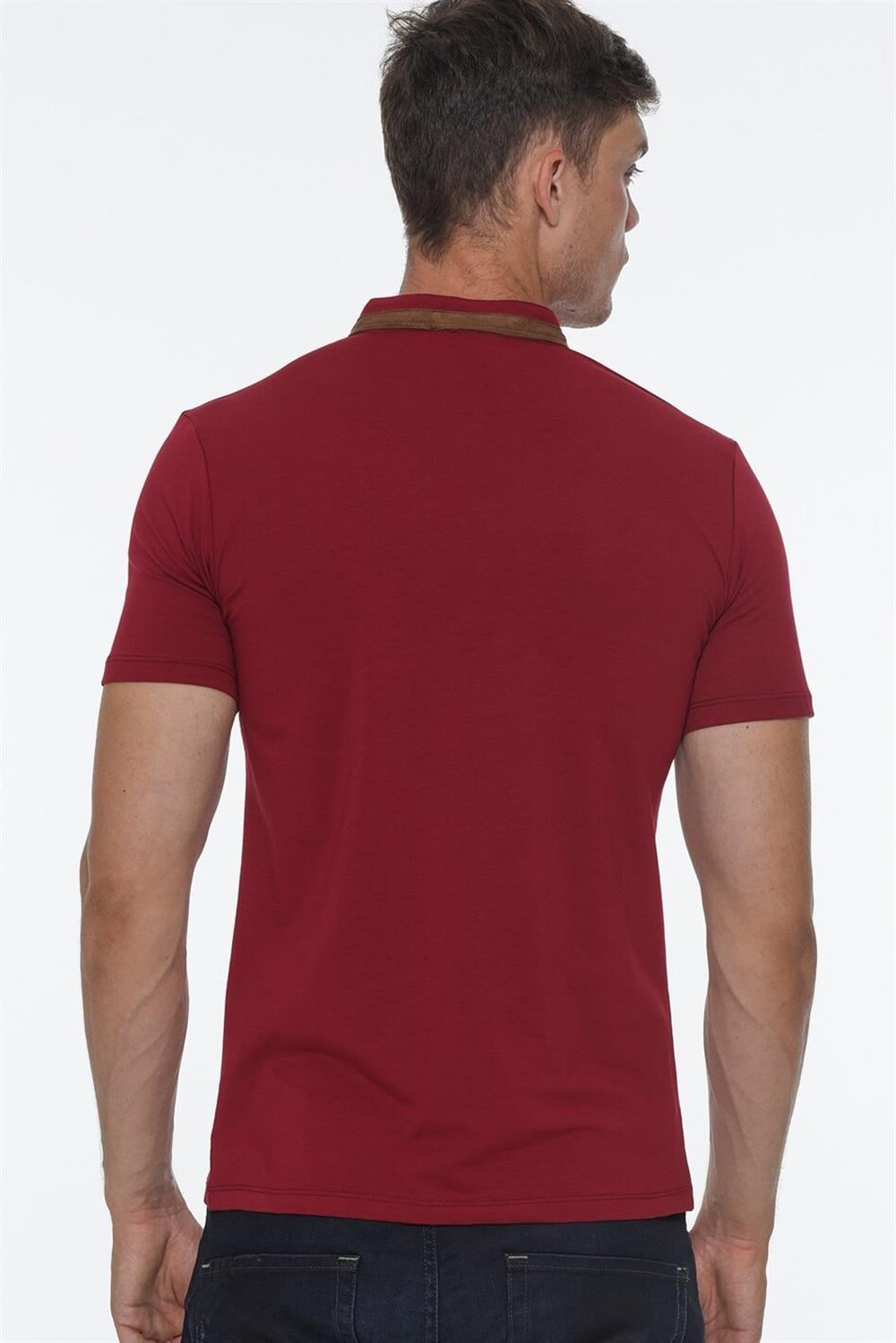 T8571 DEWBERRY FERMUARLI ERKEK T-SHIRT-AÇIK BORDO