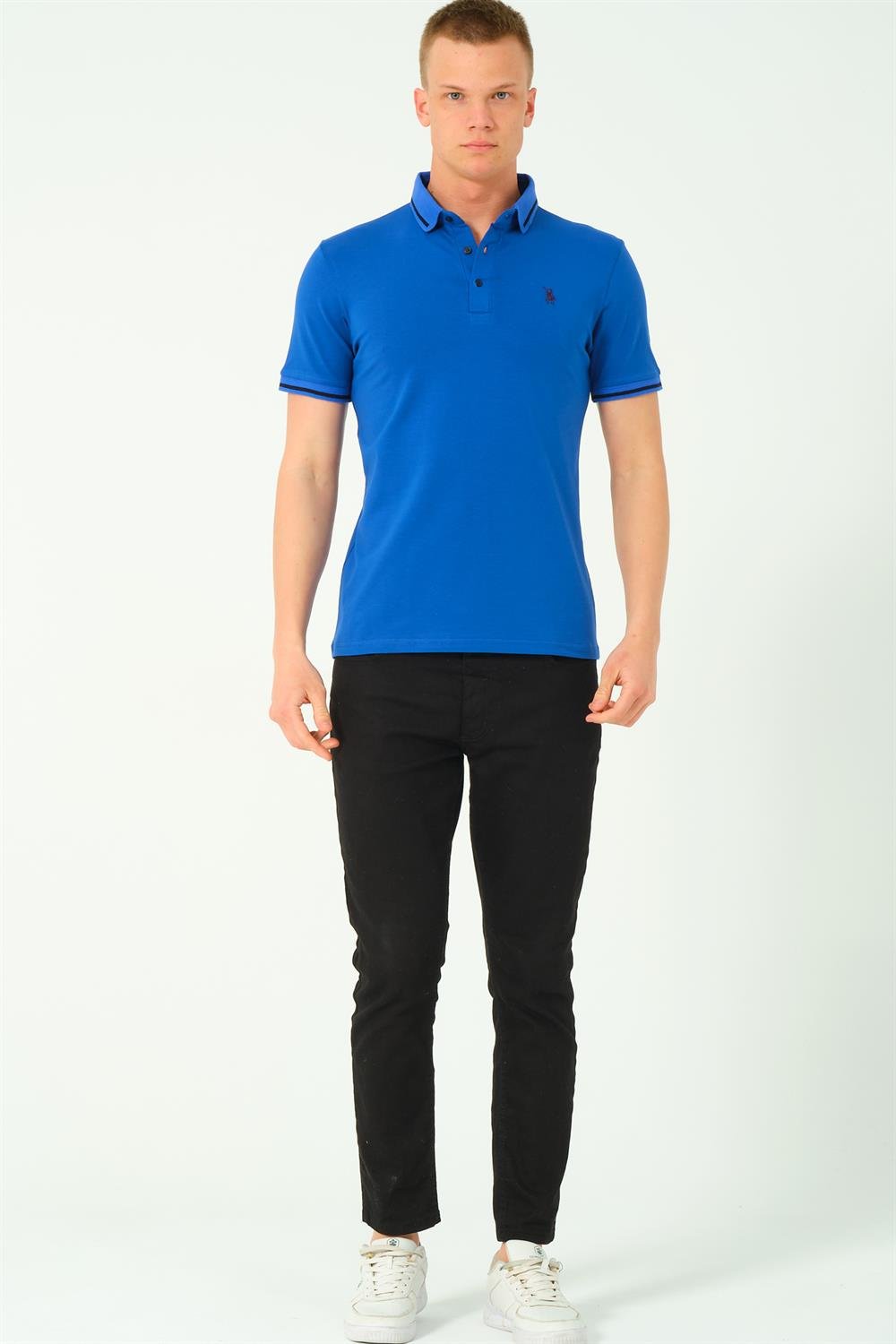 T8586 DEWBERRY ERKEK POLO YAKA T-SHIRT-SAX-2