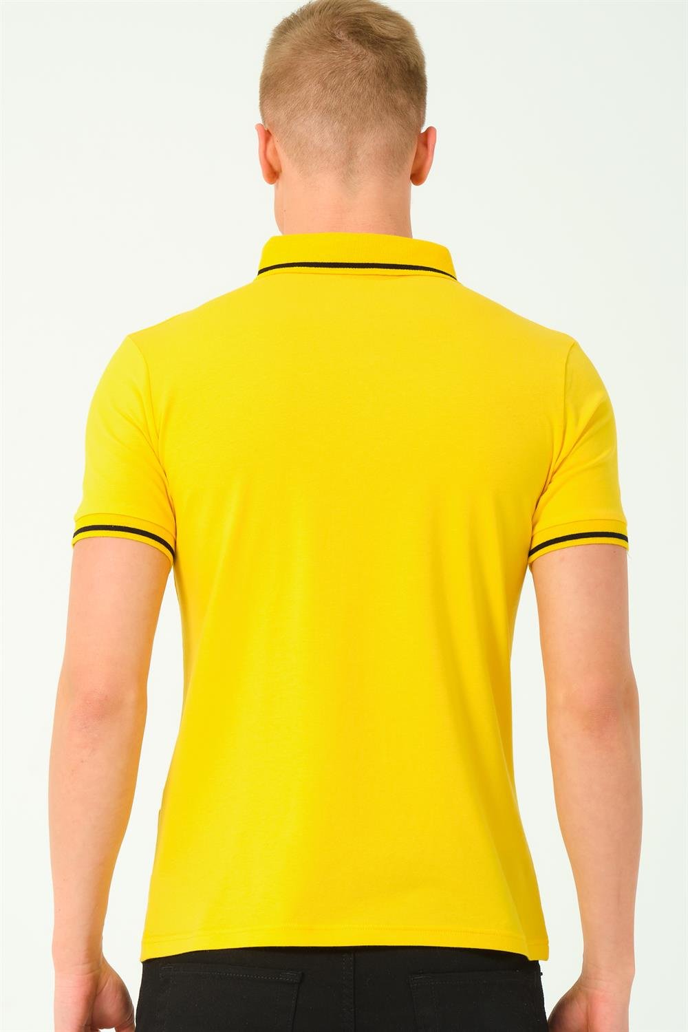 T8586 DEWBERRY ERKEK POLO YAKA T-SHIRT-SARI-2