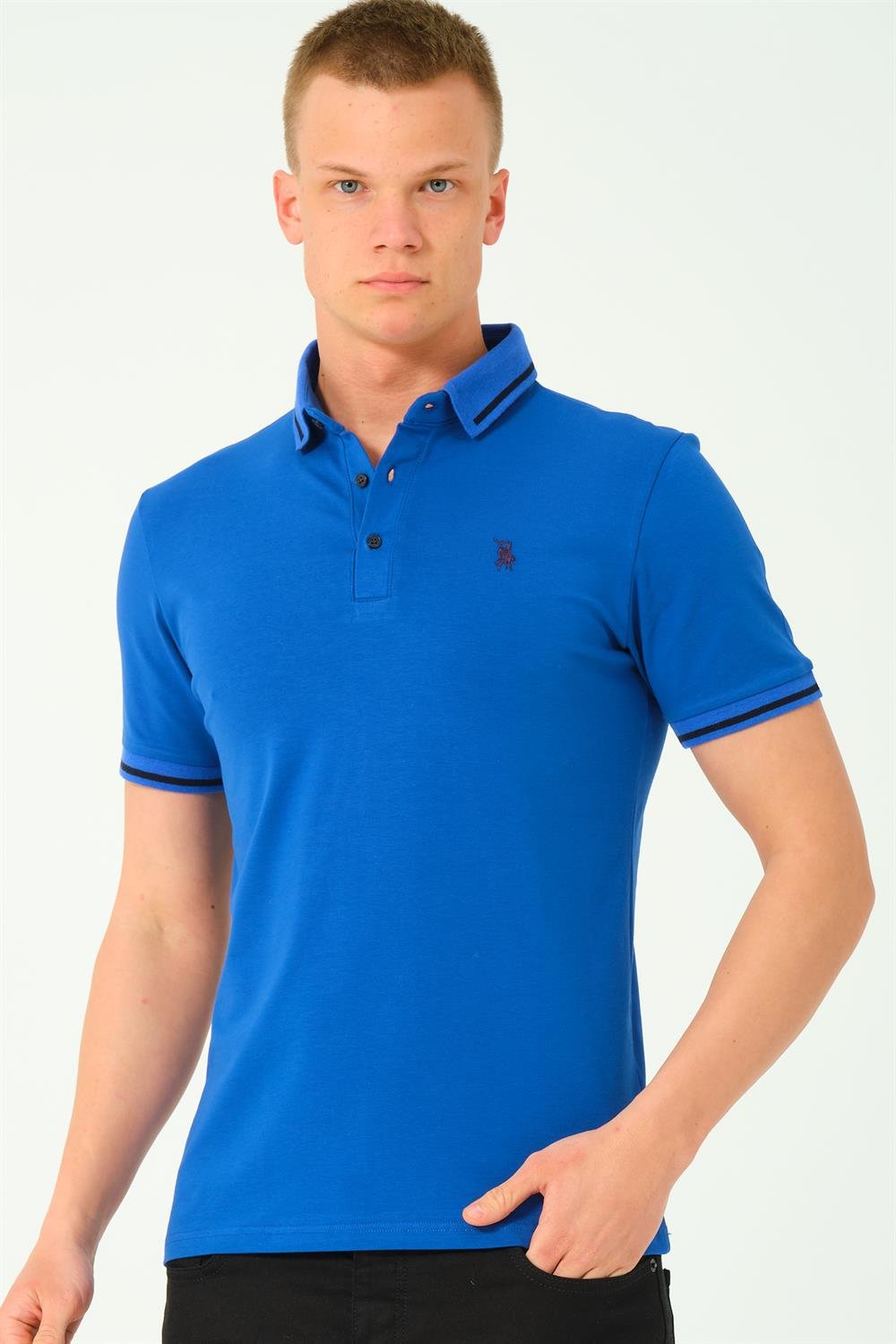 T8586 DEWBERRY ERKEK POLO YAKA T-SHIRT-SAX-2