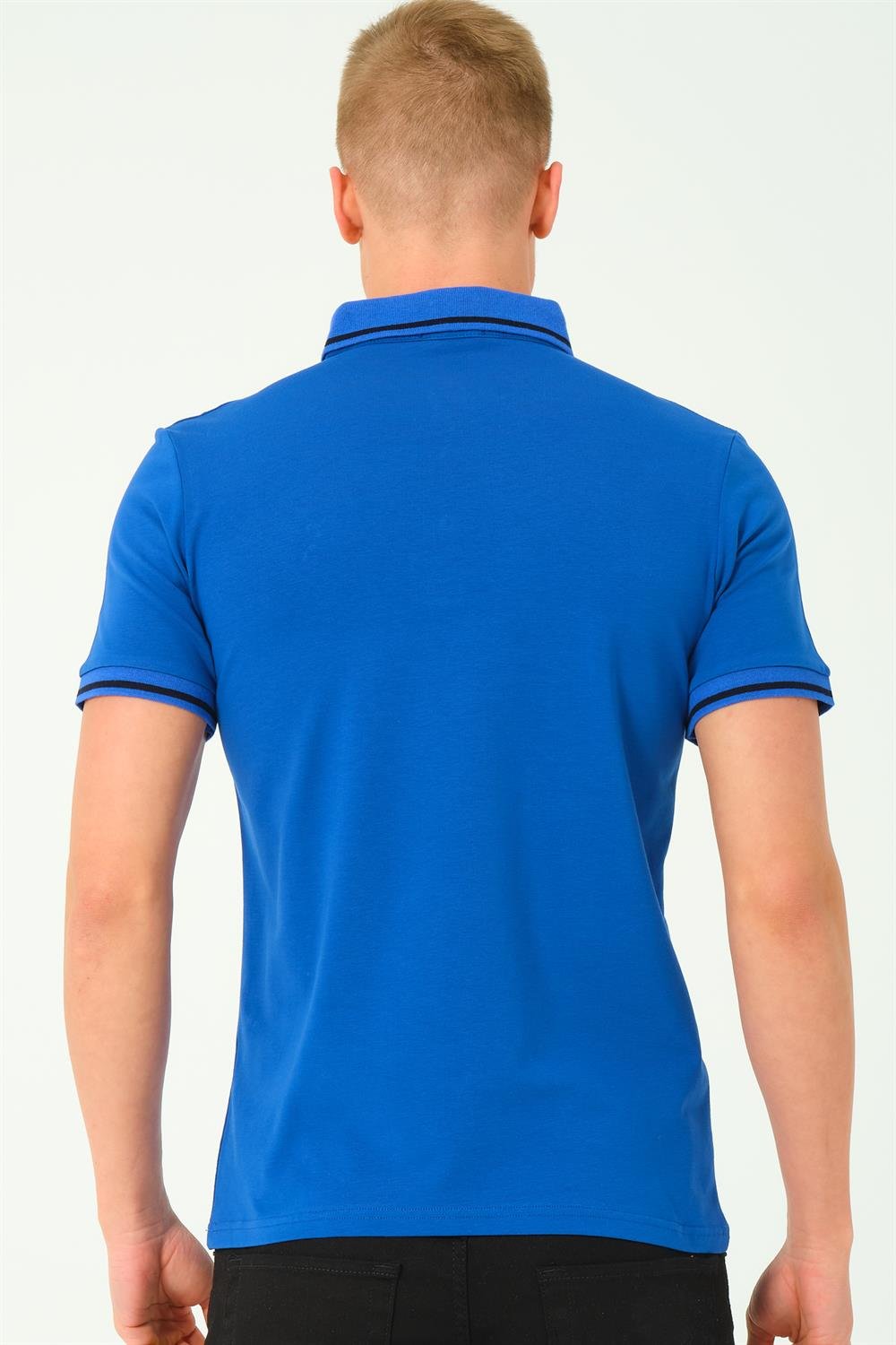 T8586 DEWBERRY ERKEK POLO YAKA T-SHIRT-SAX-2